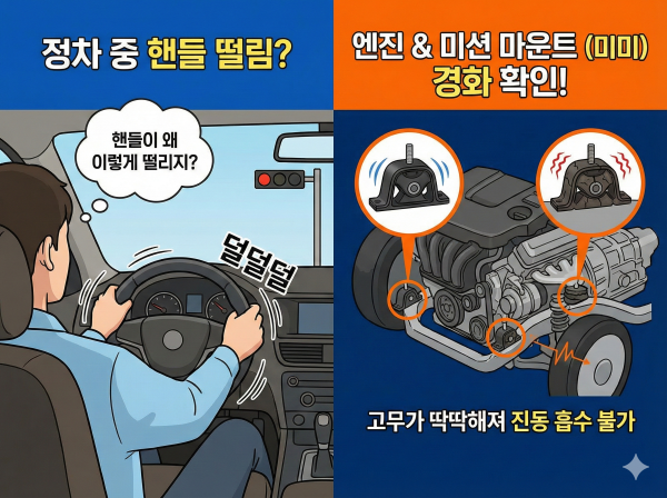 진동이 심한 자동차 핸들을 잡고 있는 운전자의 손